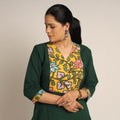 Buy Srikalahasti Kalamkari Patchwork Plain Cotton Long Straight Kurta 18 Online at iTokri.com
