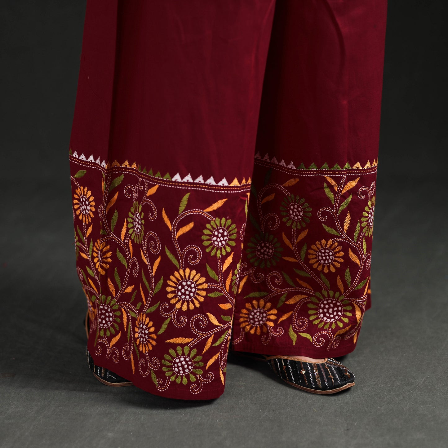 Bengal Kantha Hand Embroidered Cotton Palazzo 39