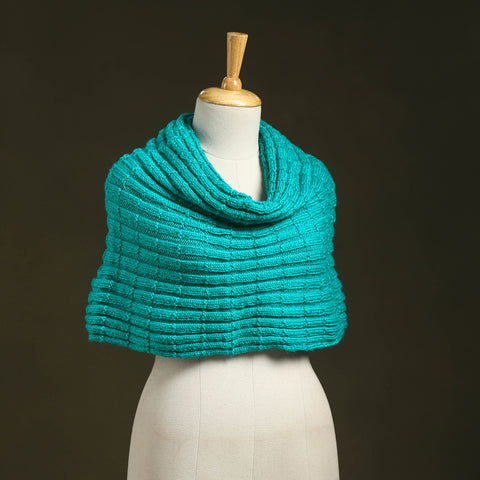 Green - kumaun hand knitted woollen cowl 41 - handcrafted