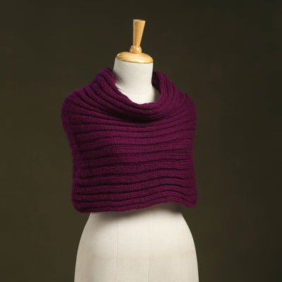Purple - kumaun hand knitted woollen cowl 43 - handcrafted