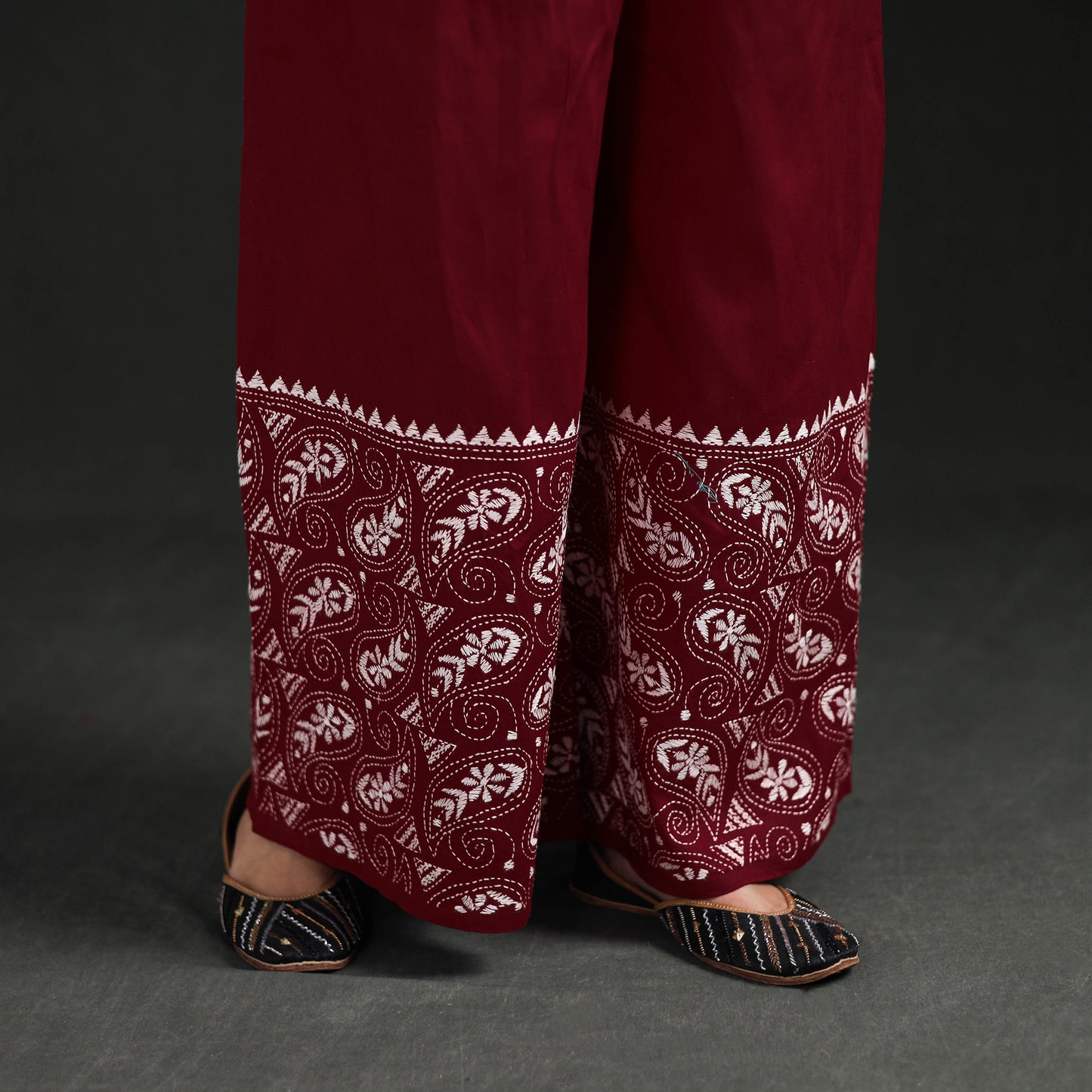 Bengal Kantha Hand Embroidered Cotton Palazzo 40