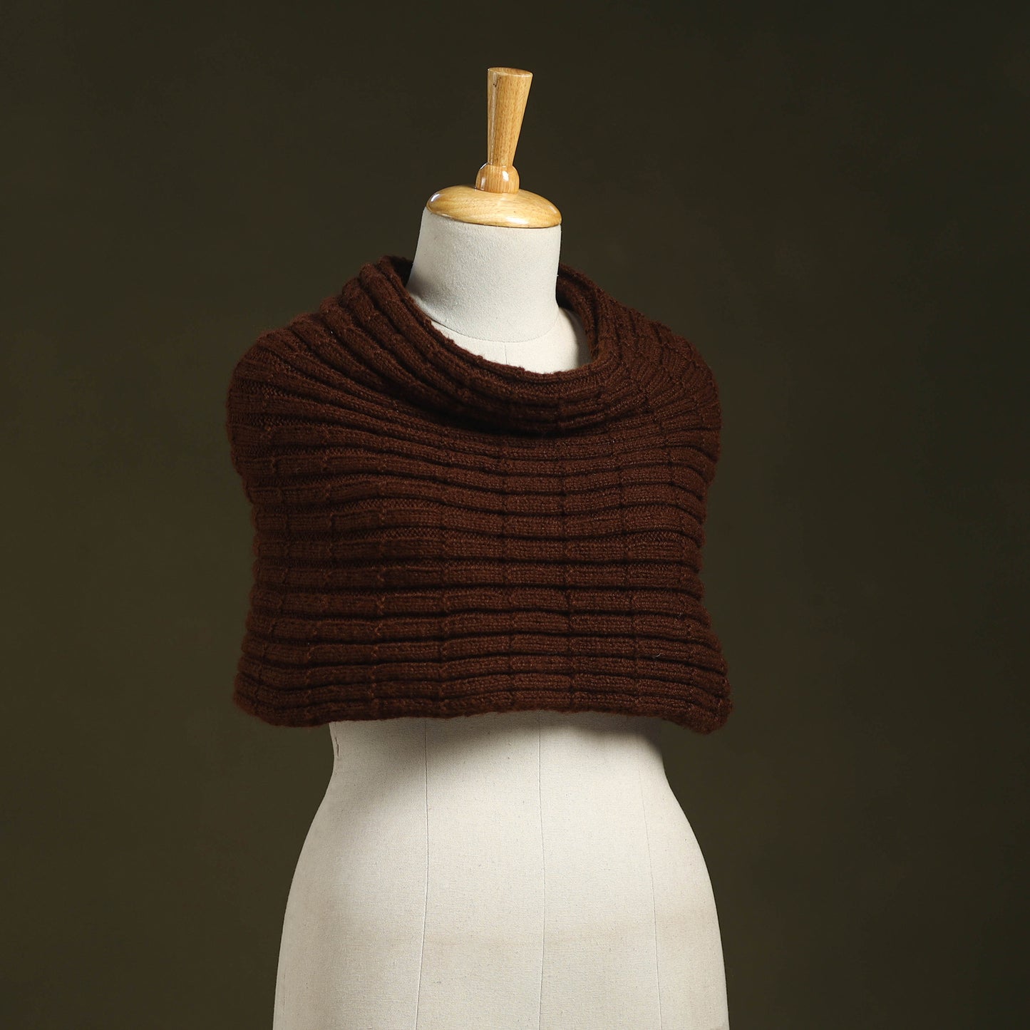Brown - kumaun hand knitted woollen cowl 45 - handcrafted