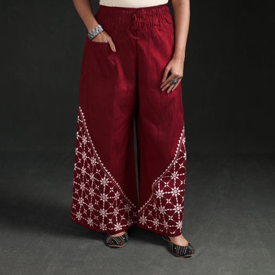 Bengal Kantha Hand Embroidered Cotton Palazzo 41