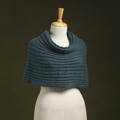 Blue - kumaun hand knitted woollen cowl 46 - handcrafted