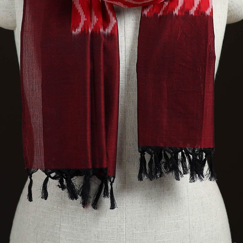 Red - Pochampally Ikat Weave Cotton Stole 13