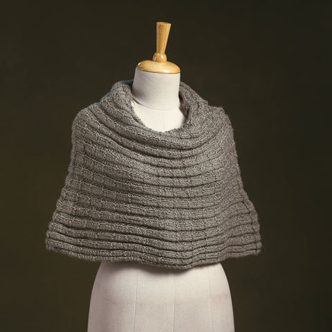 Grey - kumaun hand knitted woollen cowl 47 - handcrafted