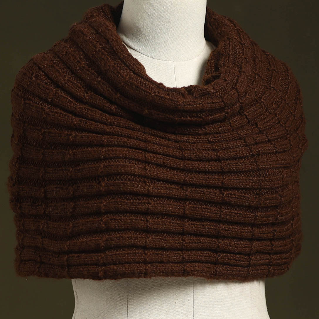Brown - kumaun hand knitted woollen cowl 48 - handcrafted