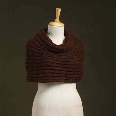 Brown - kumaun hand knitted woollen cowl 48 - handcrafted