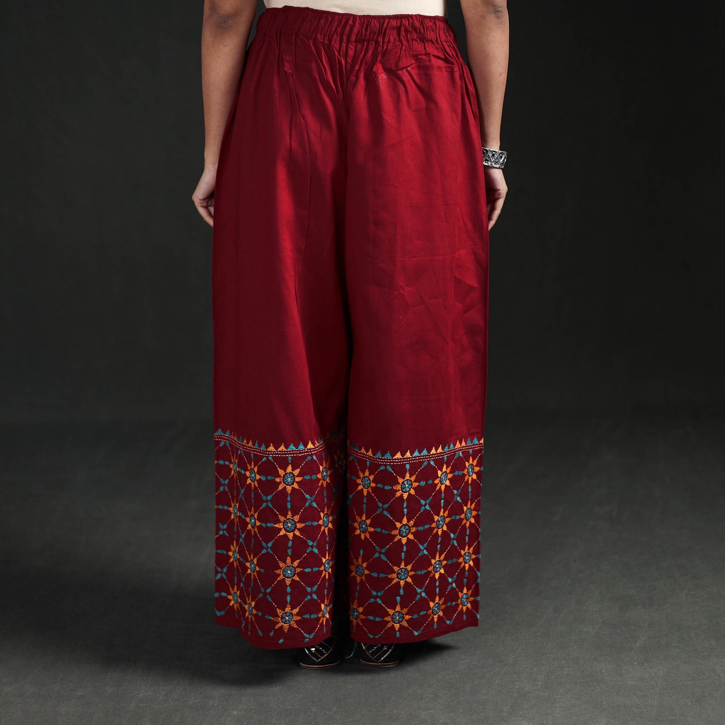 Bengal Kantha Hand Embroidered Cotton Palazzo 42