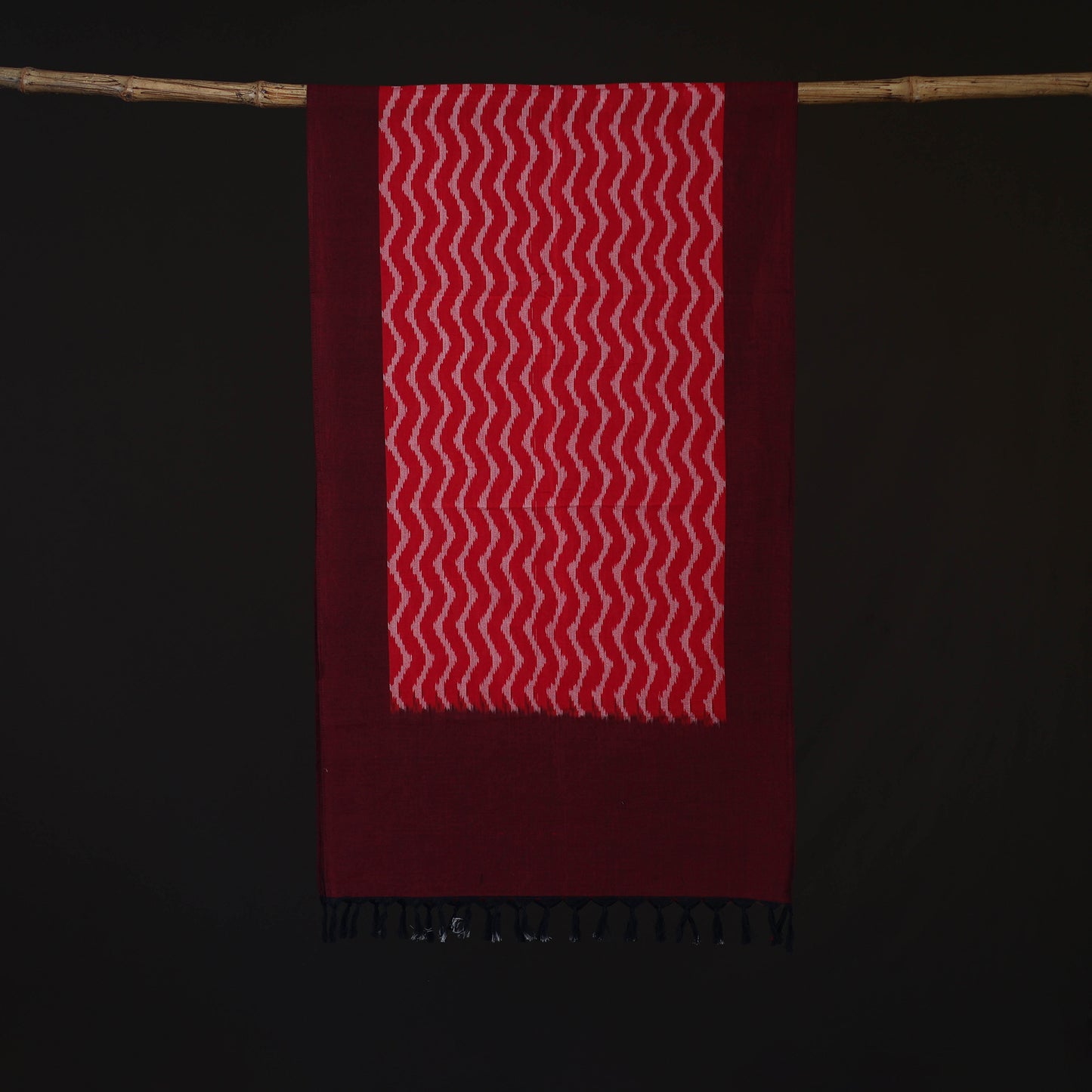 Red - Pochampally Ikat Weave Cotton Stole 13