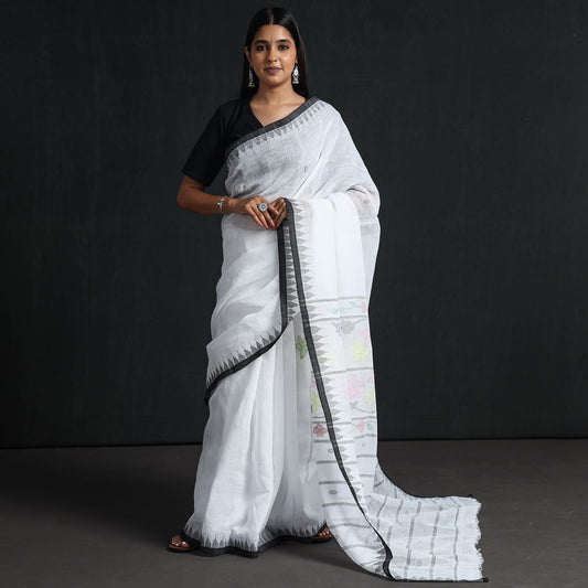 White - Traditional Moirangphee Manipuri Pure Handloom Cotton Saree