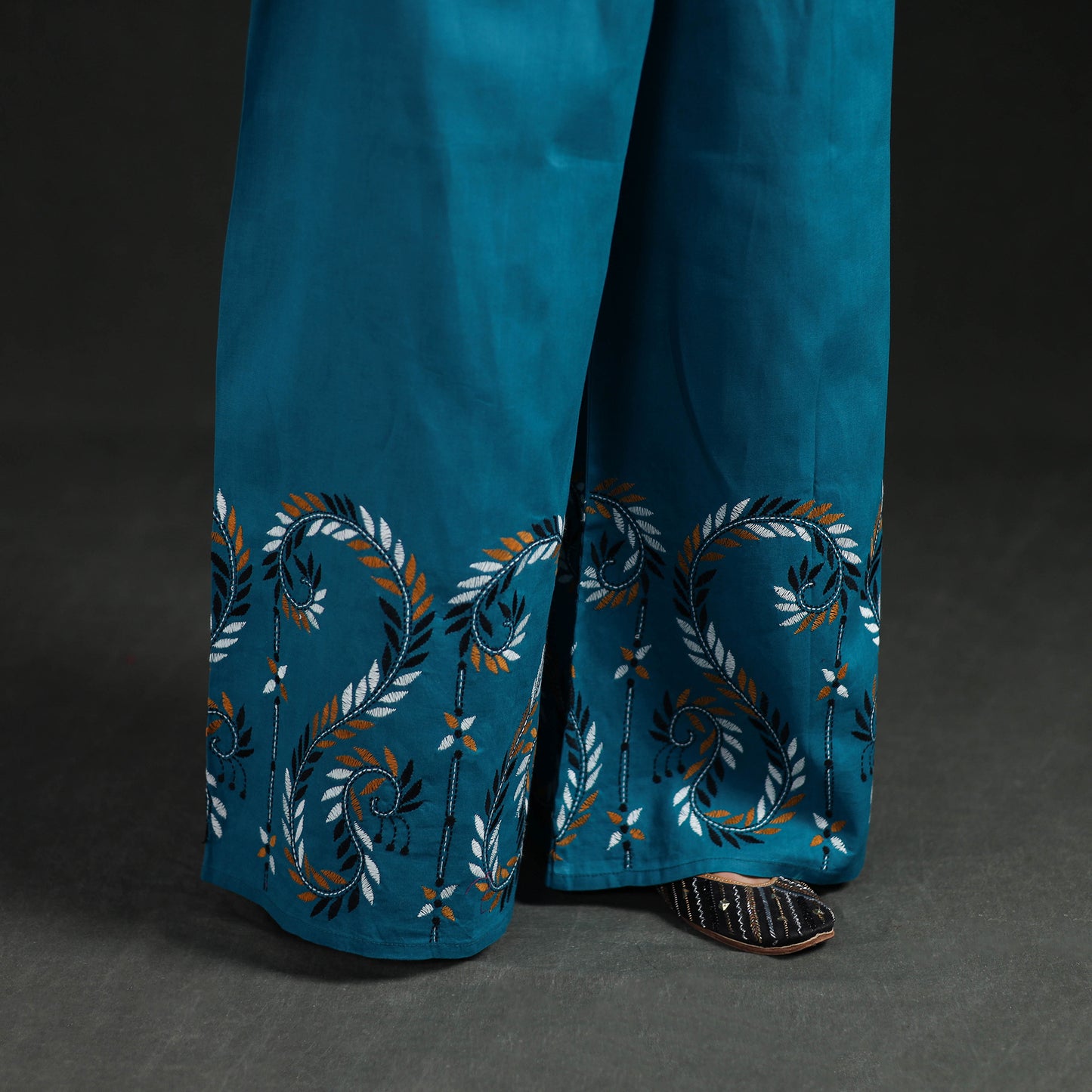 Bengal Kantha Hand Embroidered Cotton Palazzo 44