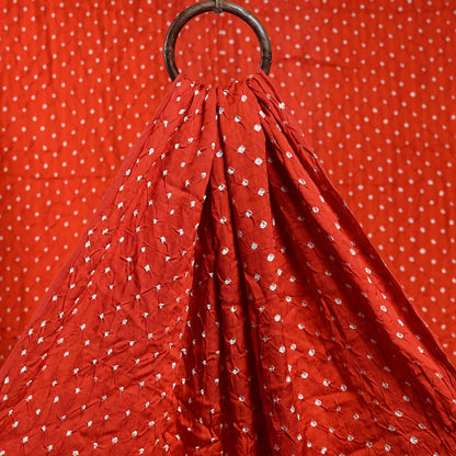 Orange - Kutch Bandhani Tie-Dye Chanderi Silk Fabric