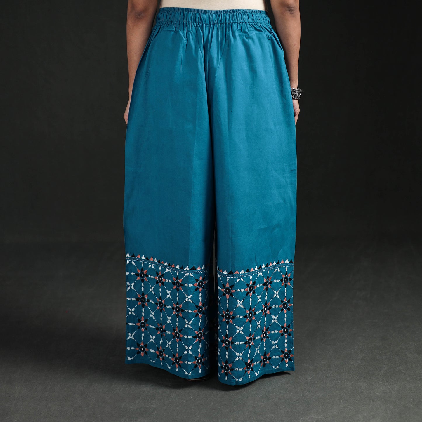 Bengal Kantha Hand Embroidered Cotton Palazzo 45