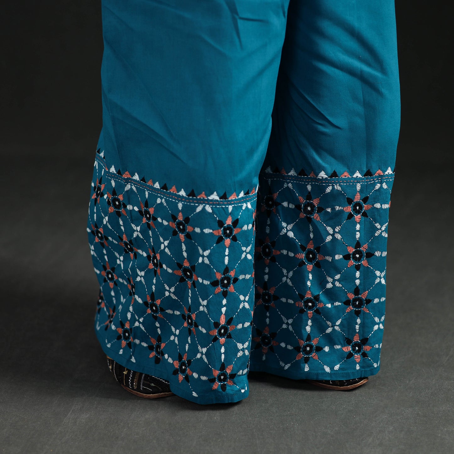 Bengal Kantha Hand Embroidered Cotton Palazzo 45
