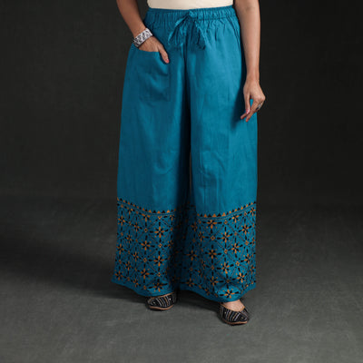 Bengal Kantha Hand Embroidered Cotton Palazzo 46