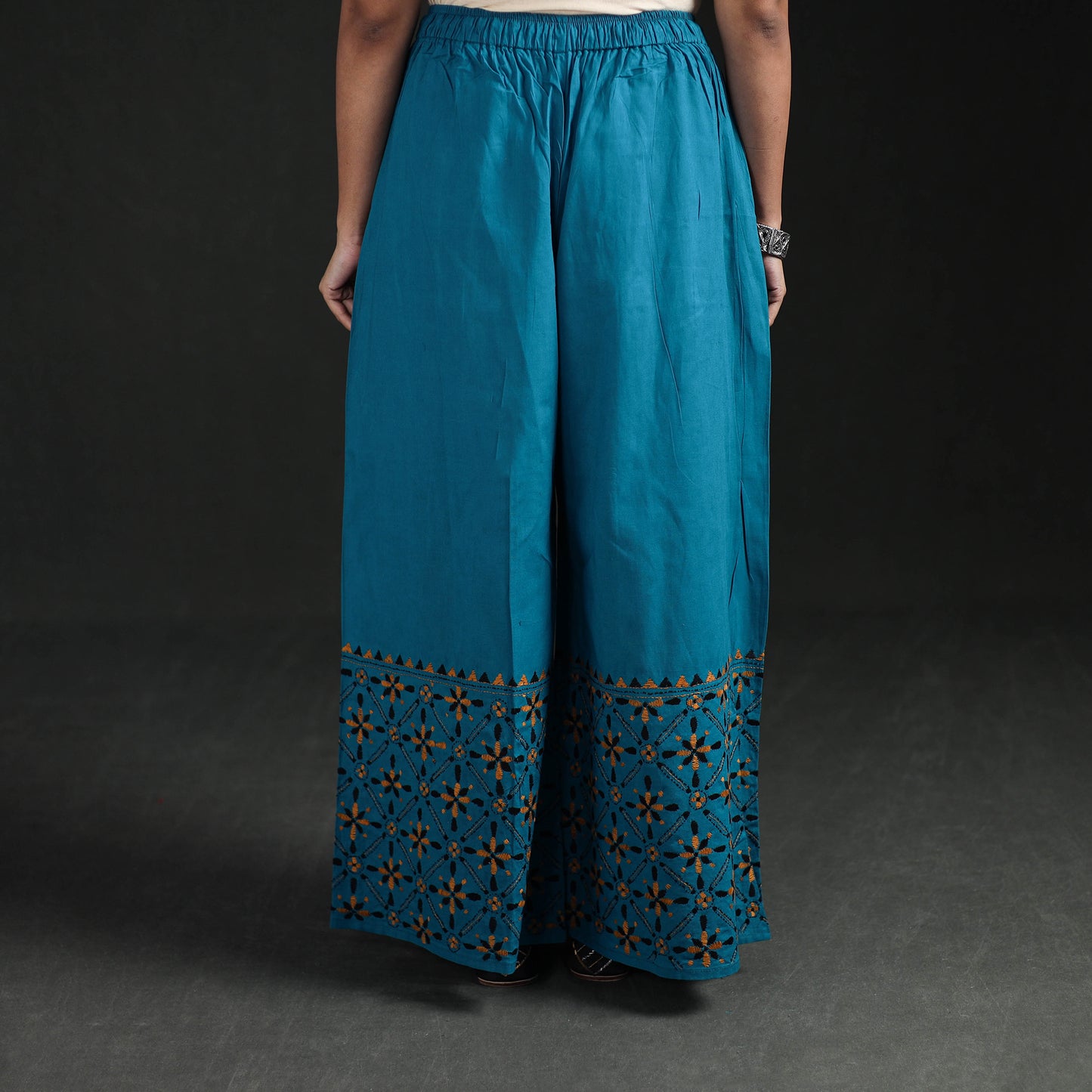 Bengal Kantha Hand Embroidered Cotton Palazzo 46