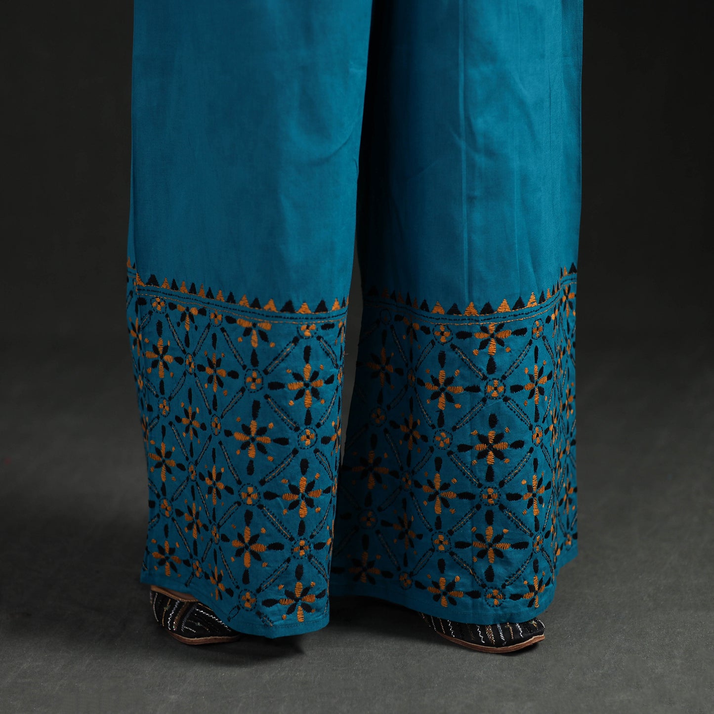 Bengal Kantha Hand Embroidered Cotton Palazzo 46