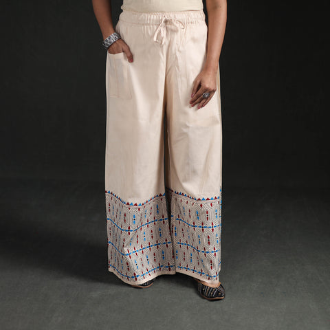 Bengal Kantha Hand Embroidered Cotton Palazzo 48