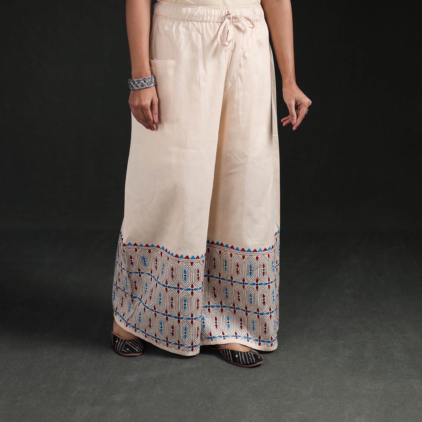 Bengal Kantha Hand Embroidered Cotton Palazzo 48