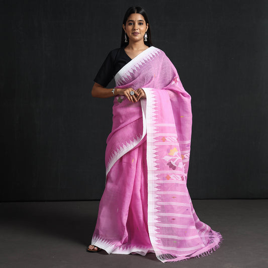 Pink - Traditional Moirangphee Manipuri Pure Handloom Cotton Saree