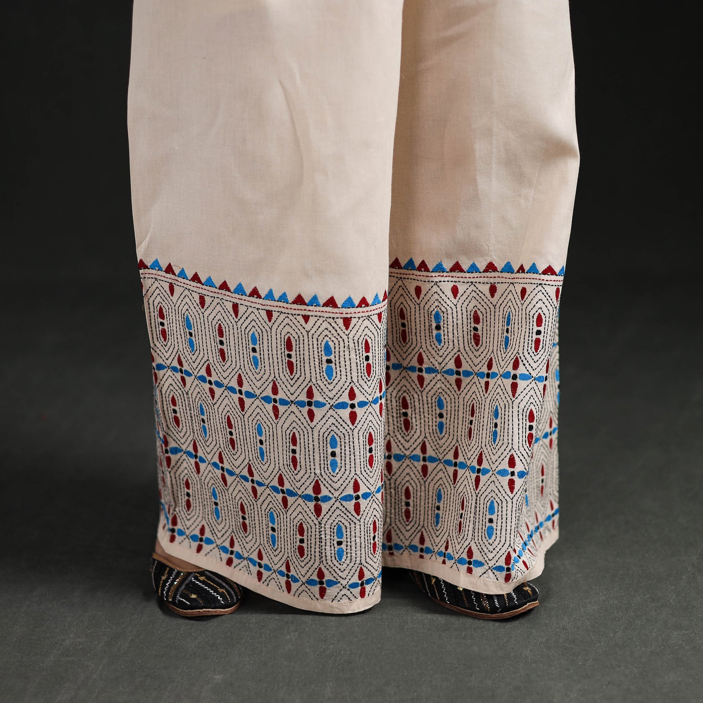 Bengal Kantha Hand Embroidered Cotton Palazzo 48