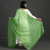 Green - Lucknow Chikankari Tepchi Embroidery Georgette Dupatta 15