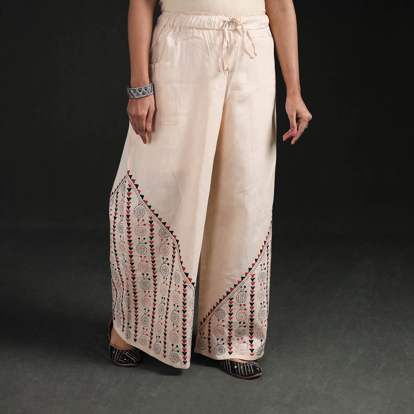Bengal Kantha Hand Embroidered Cotton Palazzo 49