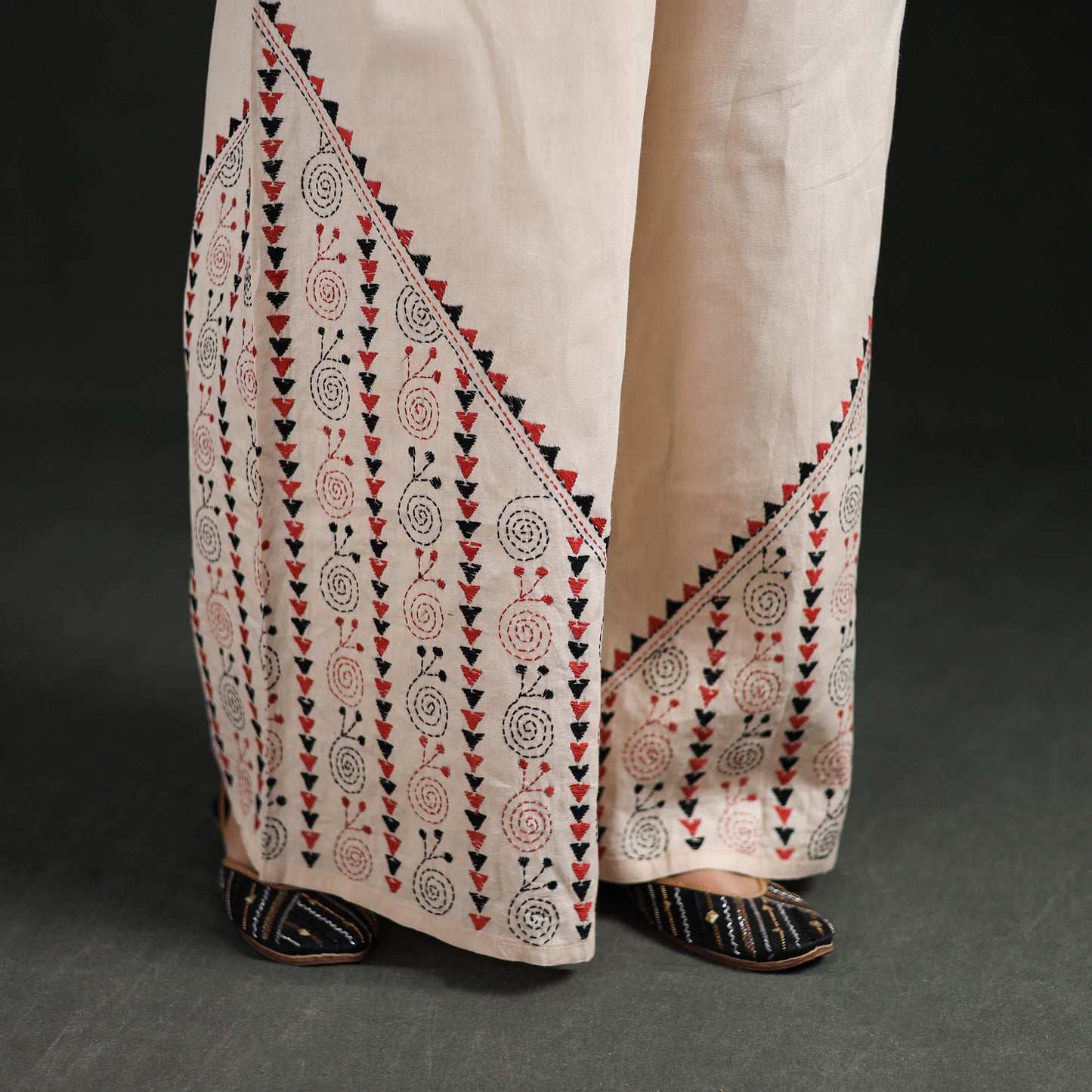 Bengal Kantha Hand Embroidered Cotton Palazzo 49