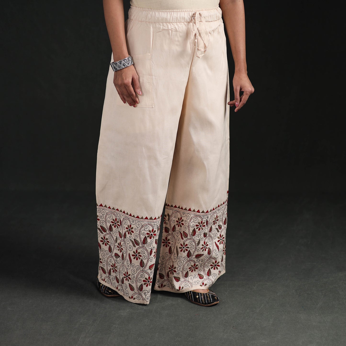 Bengal Kantha Hand Embroidered Cotton Palazzo 52