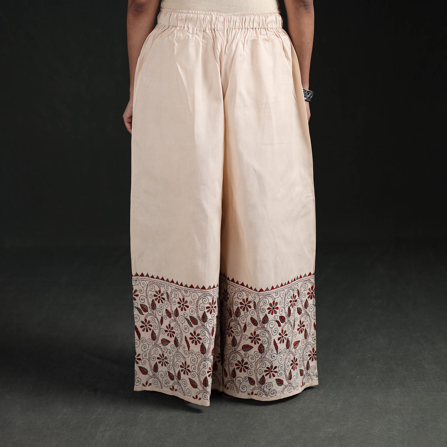Bengal Kantha Hand Embroidered Cotton Palazzo 52