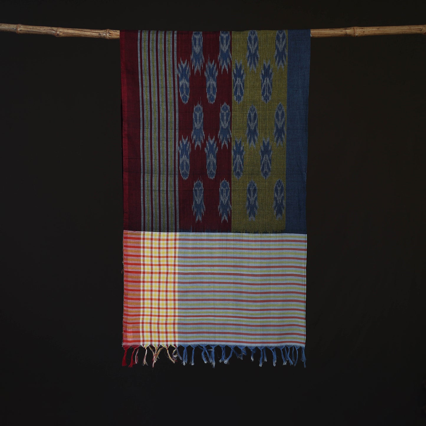 Multicolor - Pochampally Ikat Weave Cotton Stole 01