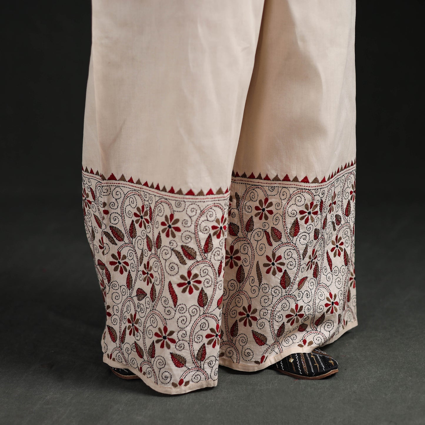 Bengal Kantha Hand Embroidered Cotton Palazzo 52