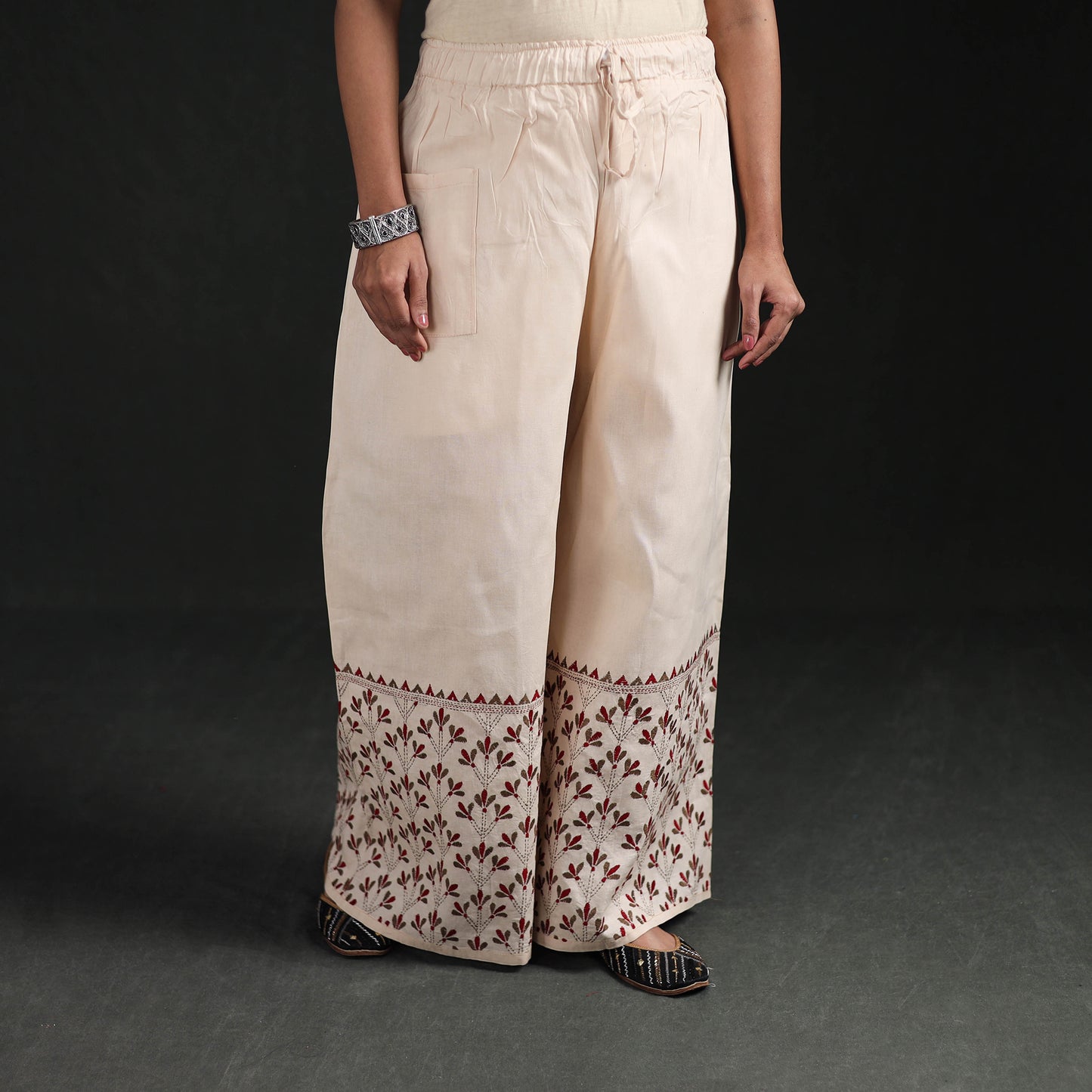 Bengal Kantha Hand Embroidered Cotton Palazzo 53