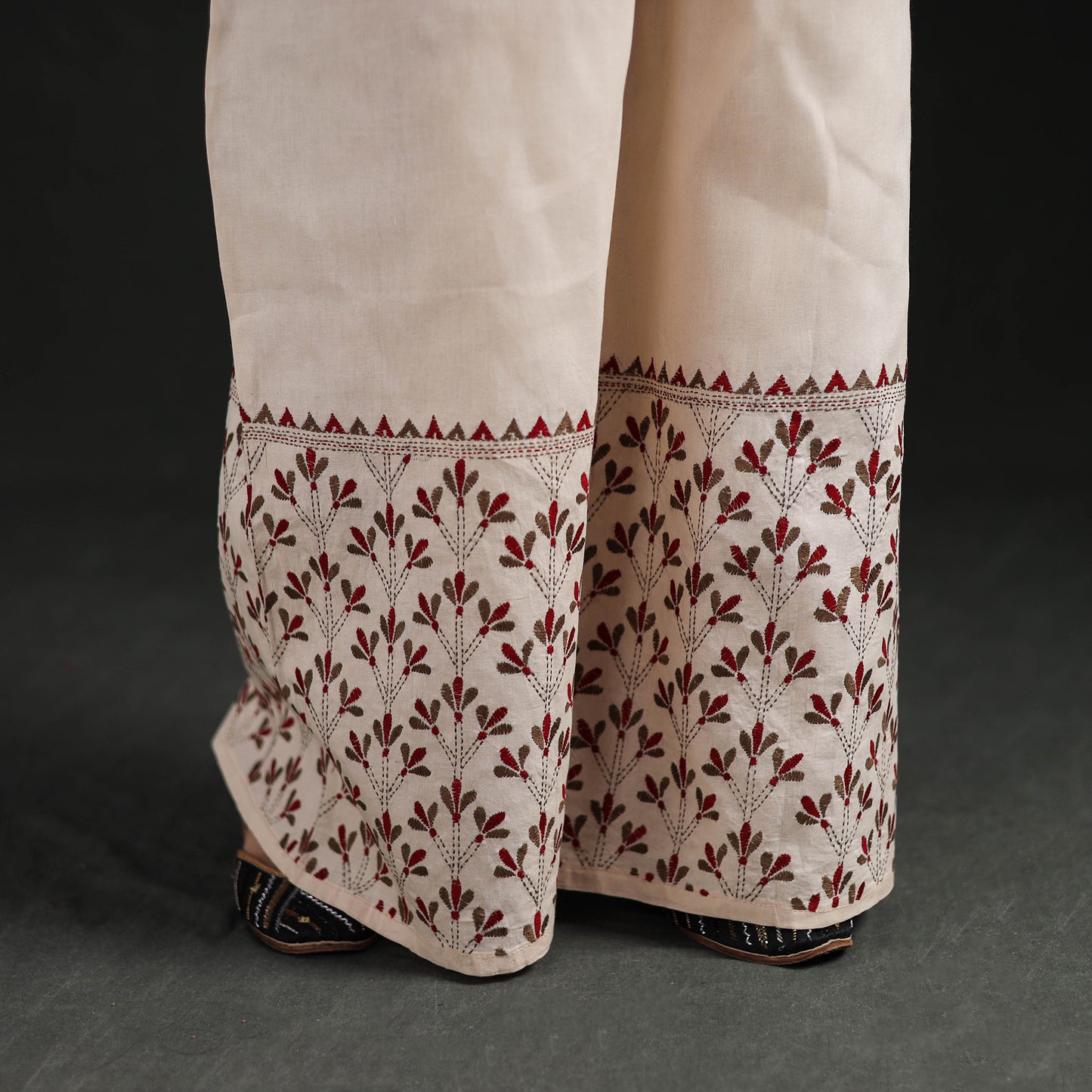 Bengal Kantha Hand Embroidered Cotton Palazzo 53