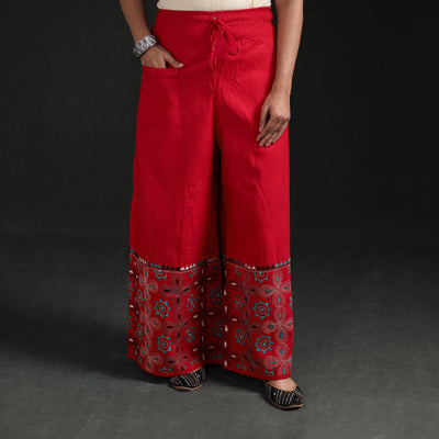 Bengal Kantha Hand Embroidered Cotton Palazzo 56