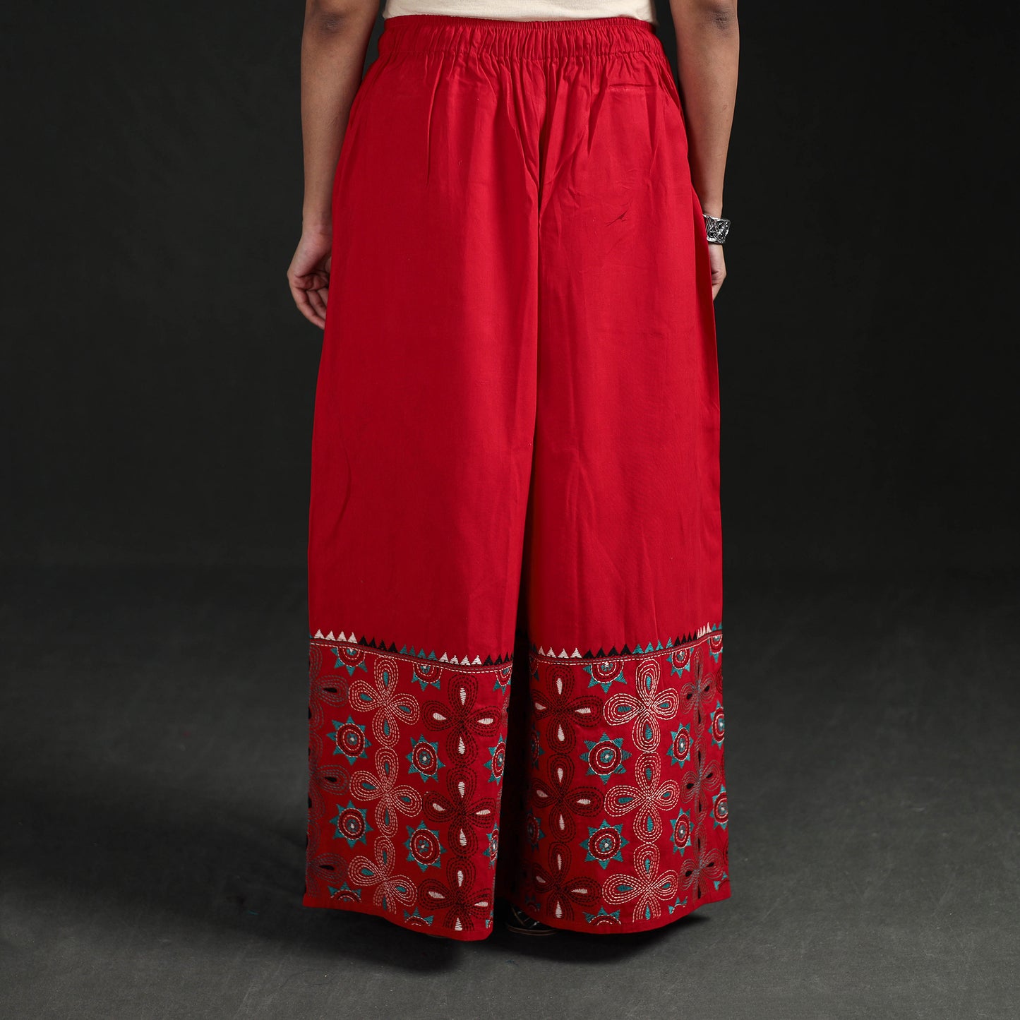 Bengal Kantha Hand Embroidered Cotton Palazzo 56