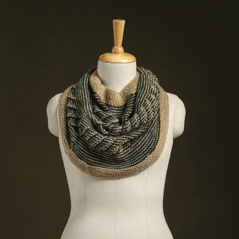 Beige - kumaun hand knitted woollen cowl 02 - handcrafted