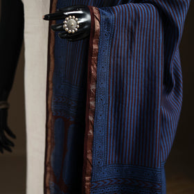 Blue - Bagh Hand Block Print Natural Dyed Chanderi Silk Handloom Dupatta 02
