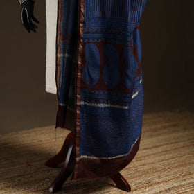 Blue - Bagh Hand Block Print Natural Dyed Chanderi Silk Handloom Dupatta 02