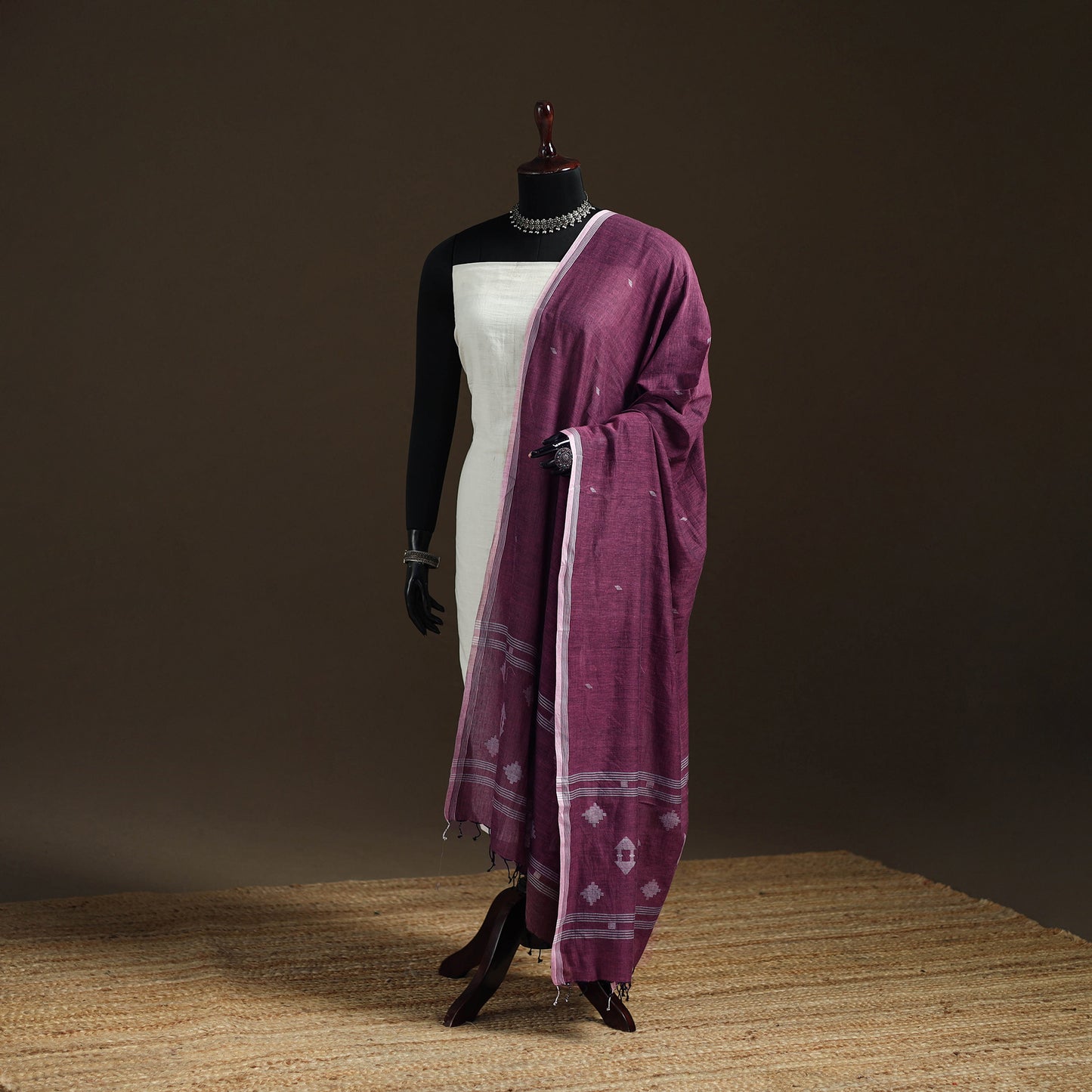 Pure Handloom Cotton Bengal Jamdani Dupatta 31