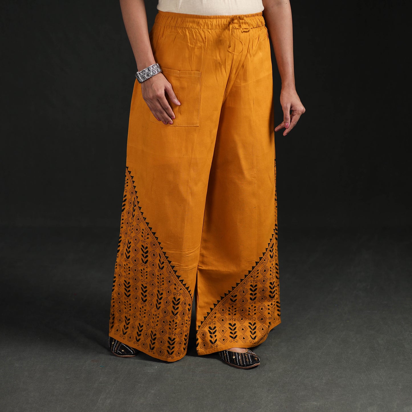 Bengal Kantha Hand Embroidered Cotton Palazzo 57