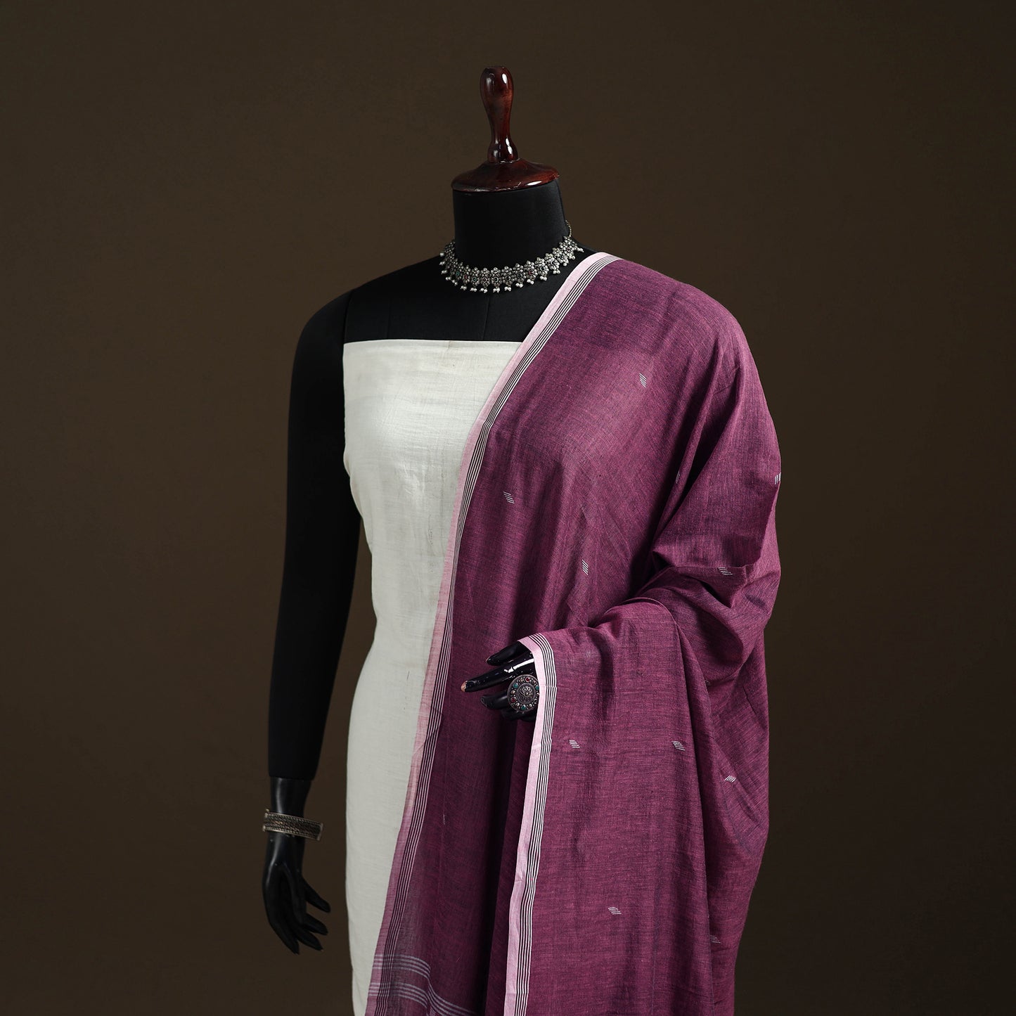 Pure Handloom Cotton Bengal Jamdani Dupatta 31