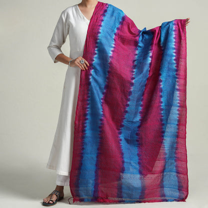 Multicolor - Bengal Kantha Embroidery Block Printed Silk Handloom Dupatta 11