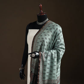 Green - Bagh Hand Block Print Natural Dyed Chanderi Silk Handloom Dupatta 04