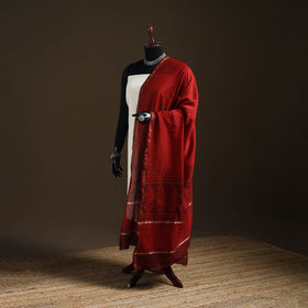 Red - Bagh Hand Block Print Natural Dyed Chanderi Silk Handloom Dupatta 05
