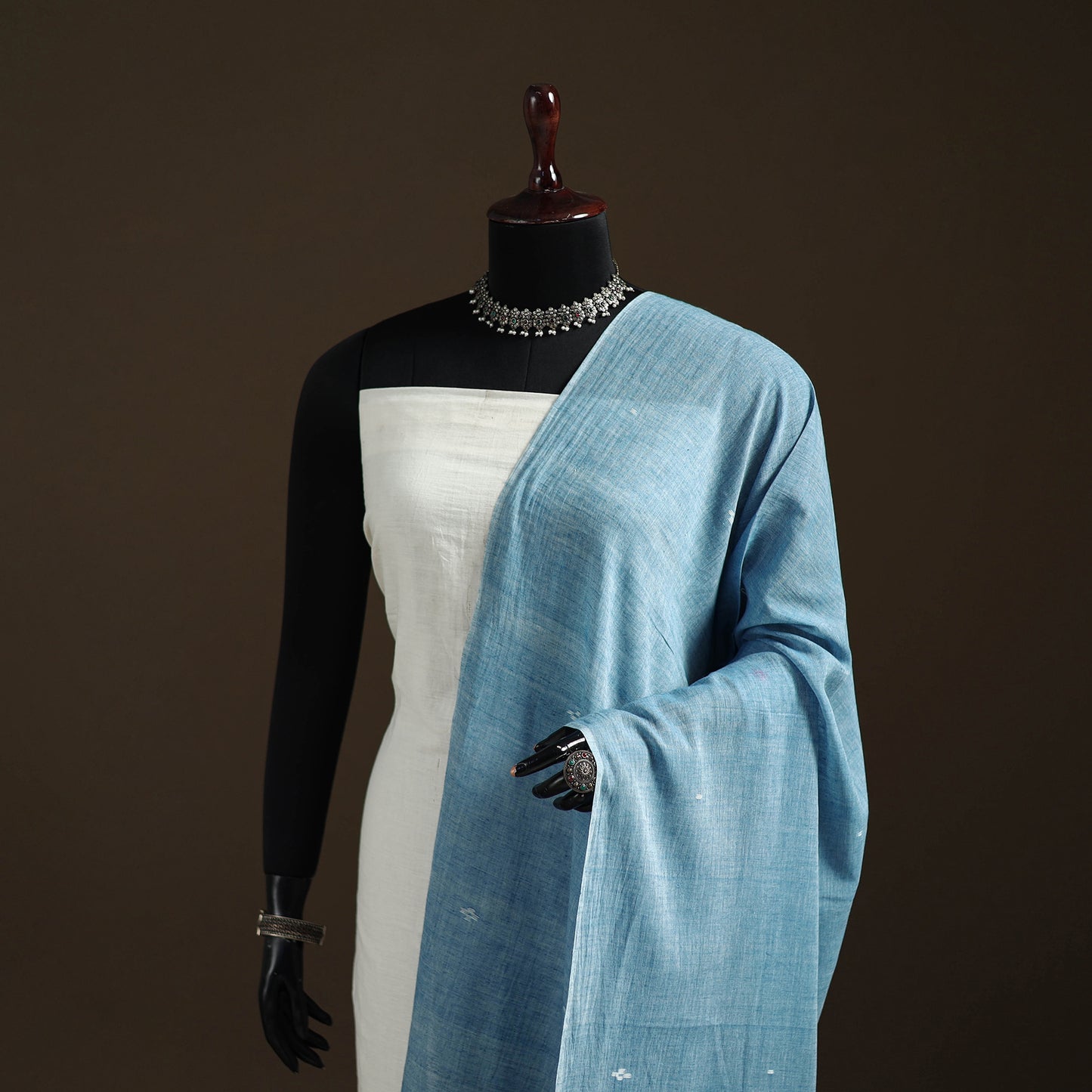 Pure Handloom Cotton Bengal Jamdani Dupatta 02