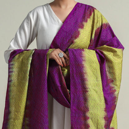 Multicolor - Bengal Kantha Embroidery Block Printed Silk Handloom Dupatta 12