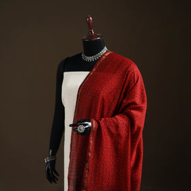 Red - Bagh Hand Block Print Natural Dyed Chanderi Silk Handloom Dupatta 05
