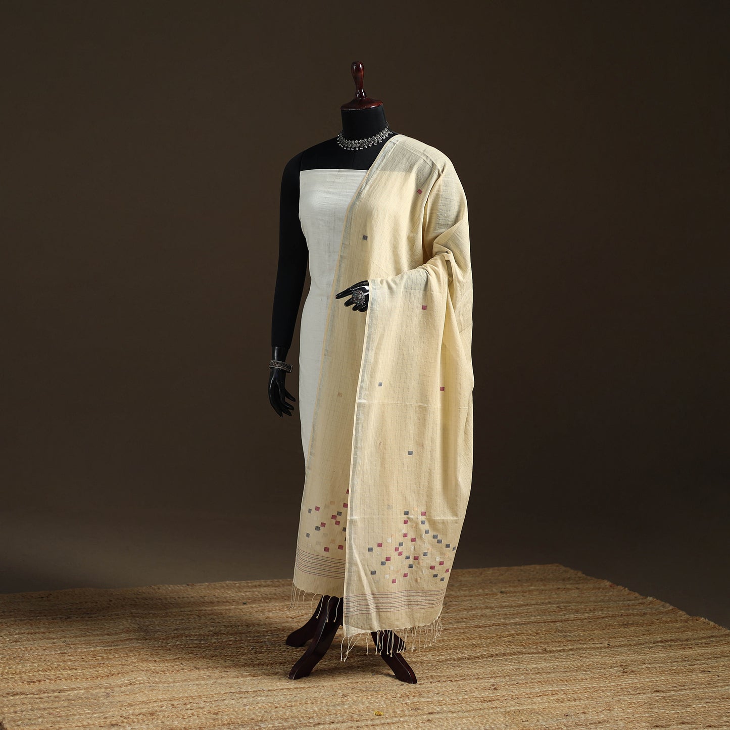 Pure Handloom Cotton Bengal Jamdani Dupatta 03